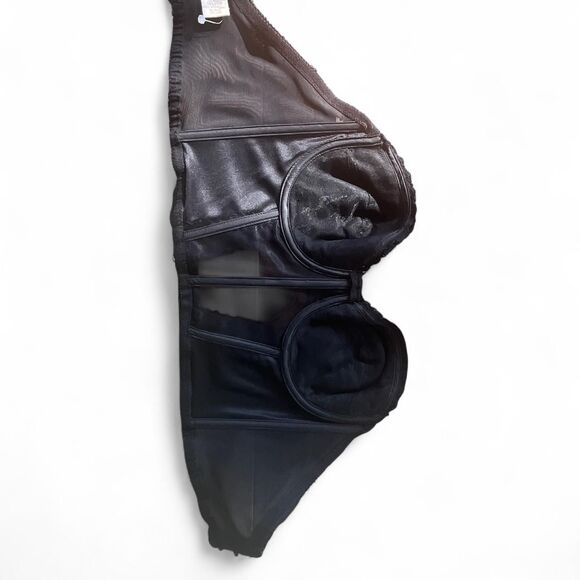 Vtg VS Gold Label 34C Black sequin bustier corset w/ lace lined mesh panel - Picture 3 of 7